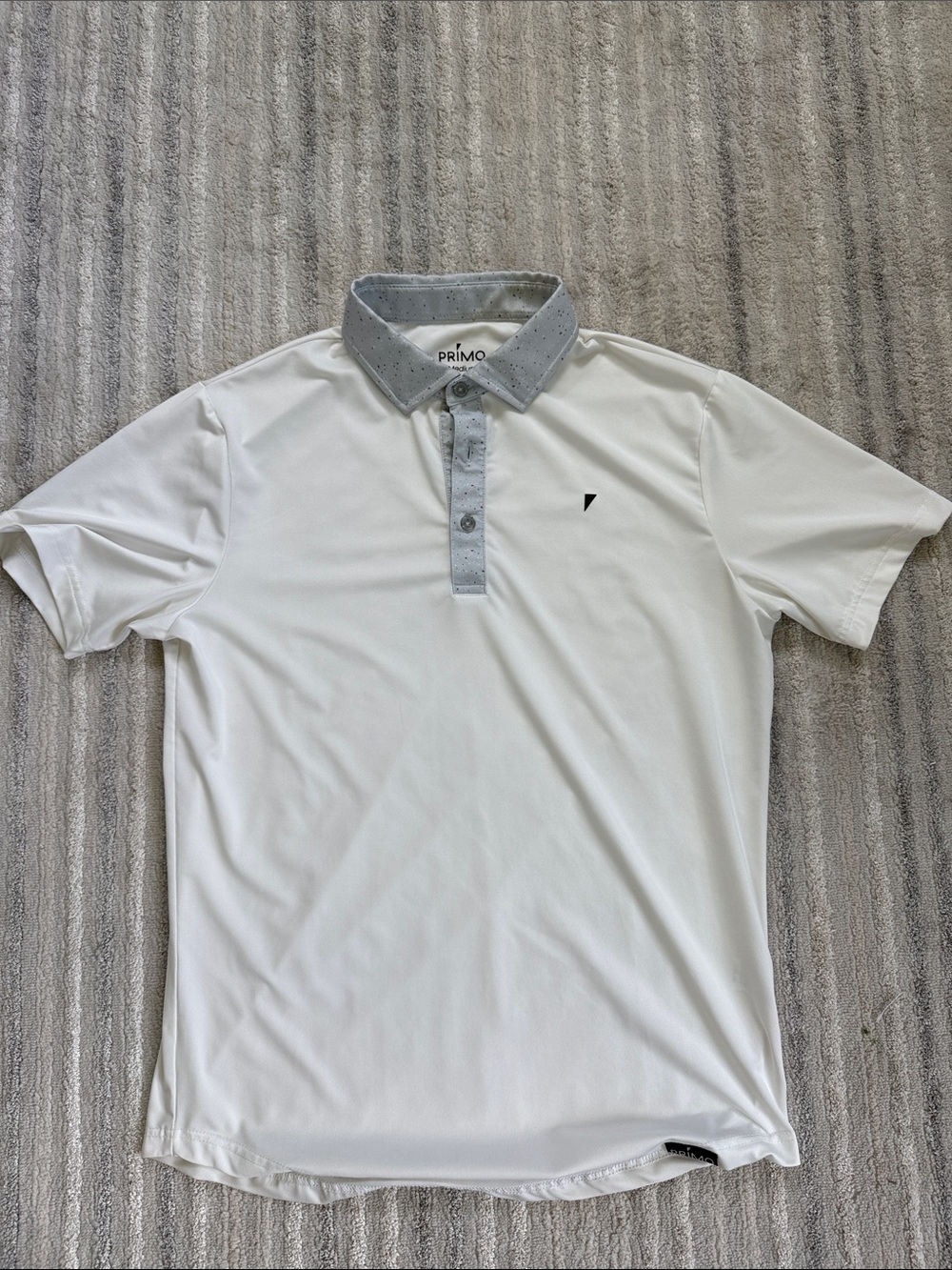 Primo Men’s White Polo with Light Gray Contrast Collar